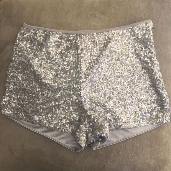 silver sequin shorts